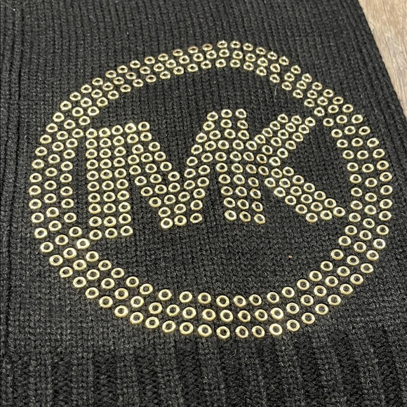 Michael Kors Black Knit Scarf with gold Accents - Picture 2 of 4